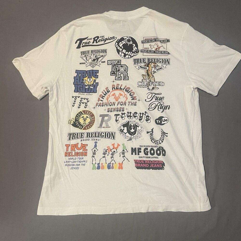 True Religion Men’s Double Sides Graphic T Shirt Size S Logo